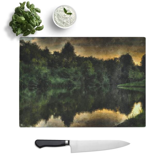 Trees Reflecting in the Water Painting Chopping Board East Urban Home Size: 0.4cm H x 20cm W x 28.5cm L on Productcaster.