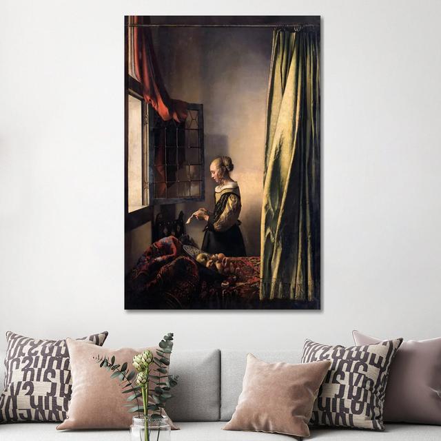 Girl Reading A Letter At An Open Window by Johannes Vermeer - Wrapped Canvas Painting Latitude Run Size: 152.4cm H x 101.6cm W x 3.81cm D on Productcaster.