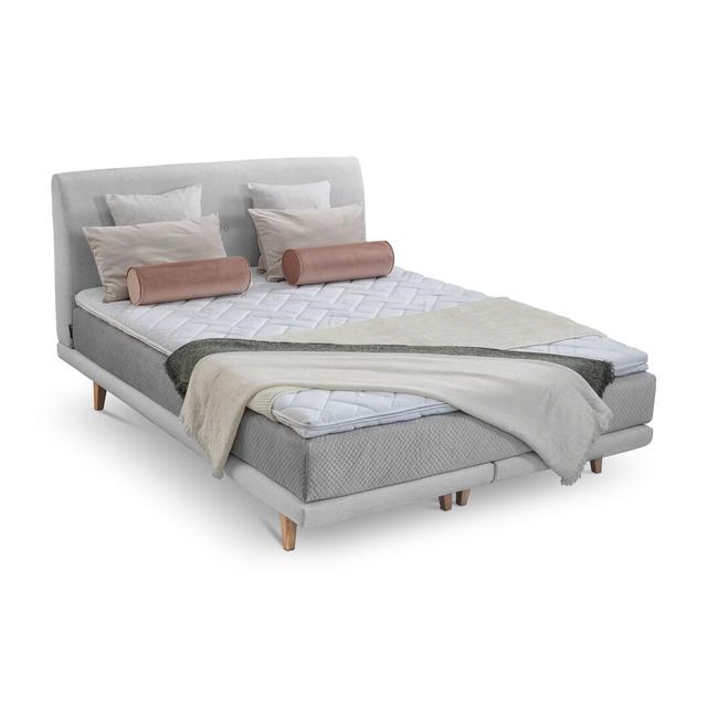 Boxspringbett Vivica mit Topper Fjørde & Co Farbe: Grey, Größe: 180 × 200 cm on Productcaster.