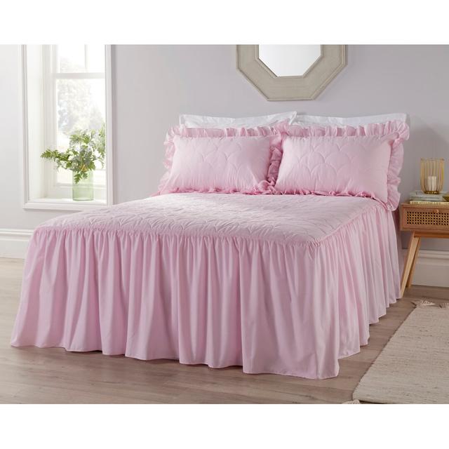 Plain Dyed Quilted Bedspread Set with Pillow Sham Symple Stuff Size: 200 x 255 cm Bedspread, Colour: Pink on Productcaster.