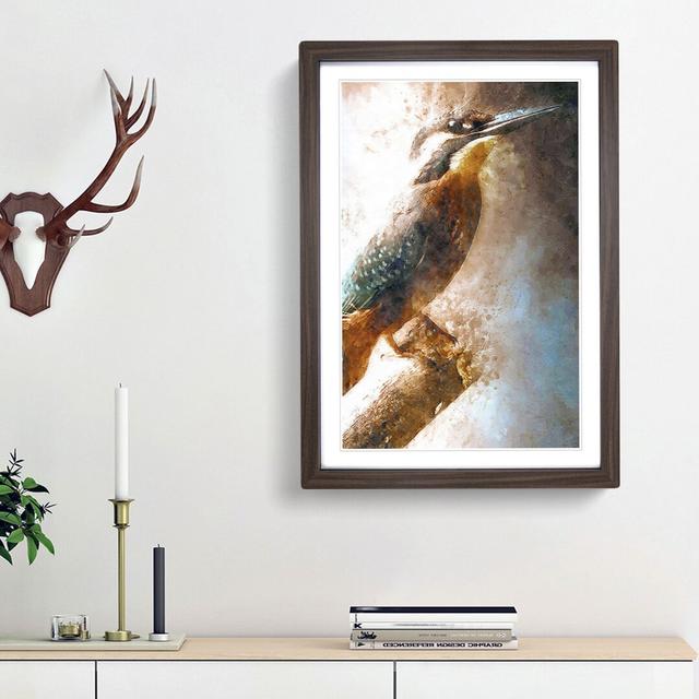 Beautiful Kingfisher Bird in Abstract - Picture Frame Graphic Art Print East Urban Home Size: 87cm H x 62cm W x 2cm D, Frame Option: Walnut Framed on Productcaster.