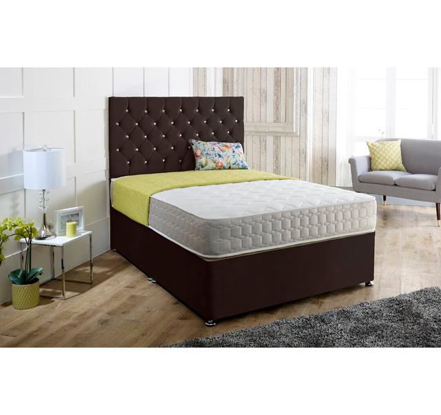 Kari Divan Bed & Headboard Fairmont Park Size: Double (4'6), Colour: Brown on Productcaster.