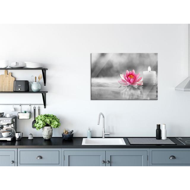 Water Lily Next to Candle - Unframed Graphic Art on Glass Brayden Studio Size: 60cm H x 80cm W x 0.4cm D on Productcaster.