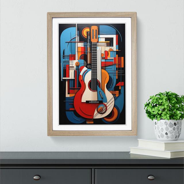 Guitar Constructivism No.2 - Single Picture Frame Print on Wood Marlow Home Co. Format: Oak Framed, Size: 64cm H x 46cm W on Productcaster.