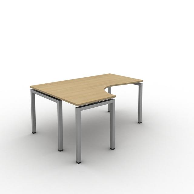 Grazian L-Shape Desk Ebern Designs Frame Colour: Silver, Top Colour: Oak, Size: 73cm H x 160cm W x 120cm D on Productcaster.