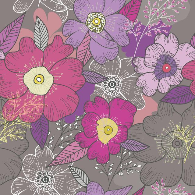 Maubray Floral Background by Suriko - Wrapped Canvas Print ClassicLiving Size: 122cm H x 122cm W x 3.8cm D on Productcaster.