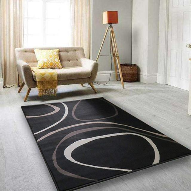 Abstract Machine Woven Rectangle 120cm X 170cm Dark Brown Area Rug Metro Lane on Productcaster.