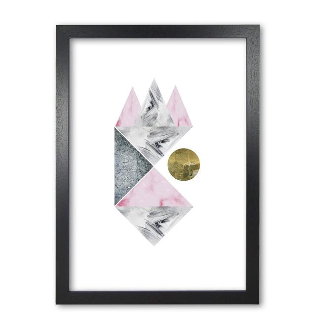 Pink and Grey Abstract Triangles - Graphic Art Print on Paper East Urban Home Format: Black Grain Frame, Size: 85 cm H x 60 cm W x 5 cm D on Productcaster.