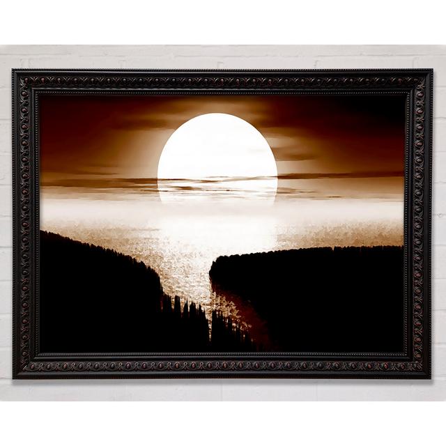 Chocolate Moonlit River Flows - Single Picture Frame Art Prints Ebern Designs Size: 84.1cm H x 118.9cm W on Productcaster.