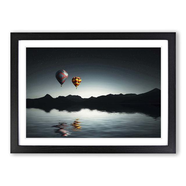 'Landscape Lake Hot Air Balloon (2)' Framed Photographic Print East Urban Home Frame Colour: Black on Productcaster.