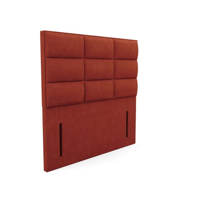 Premium Broughton Upholstered Headboard Ebern Designs Upholstery: Linen - Orange, Size: Single (3') on Productcaster.