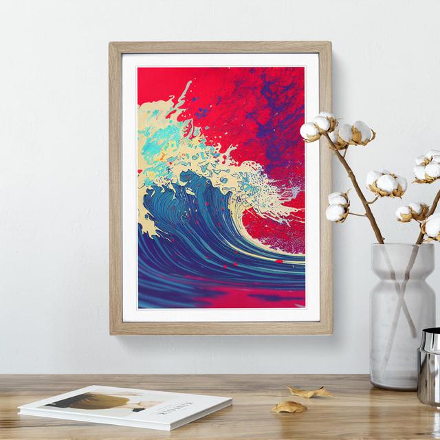 Colourful Ocean Wave No.2 Abstract - Picture Frame Painting ClassicLiving Frame Colour: Oak, Size: 46cm H x 34cm W x 2cm D on Productcaster.