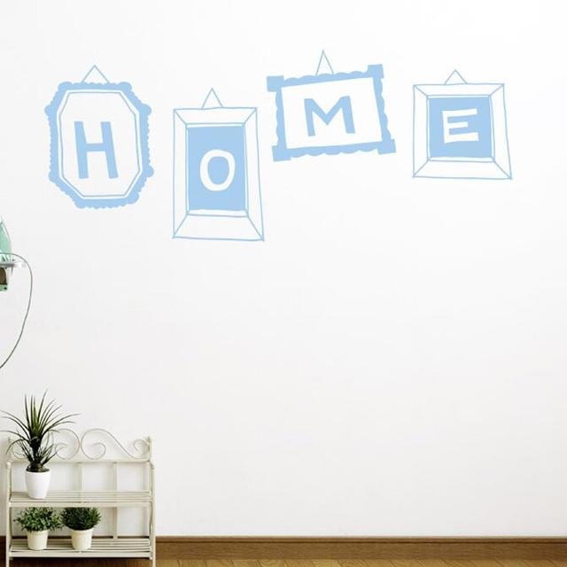 Home Sign In Different Frames Wall Sticker 17 Stories Size: Medium, Colour: Light Blue on Productcaster.