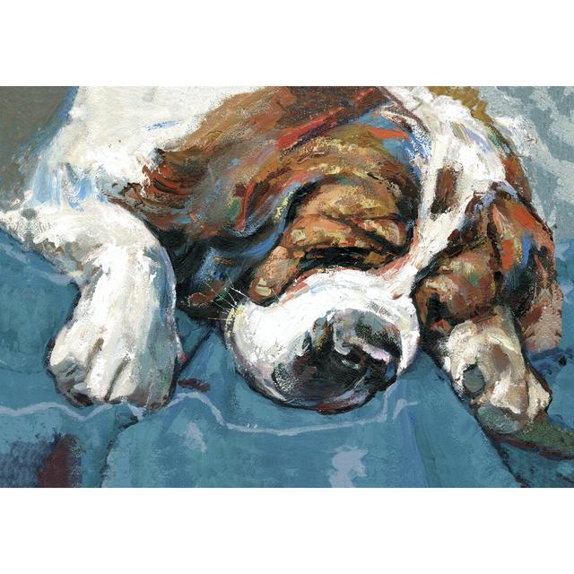 Sleeping Saint Bernard - Wrapped Canvas Painting Rosalind Wheeler Size: 30cm H x 46cm W x 3.8cm D on Productcaster.