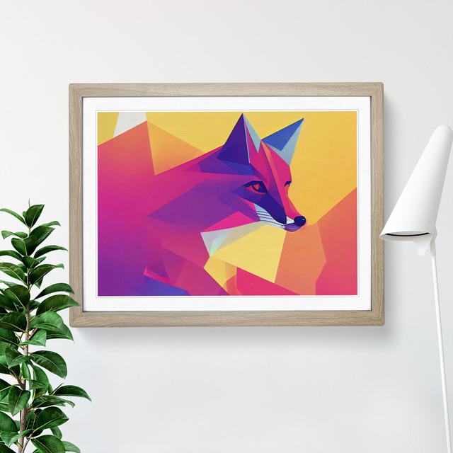 Radiant Abstract Fox - Picture Frame Graphic Art 17 Stories Size: 25cm H x 34cm W x 2cm D, Frame Colour: Oak Framed on Productcaster.