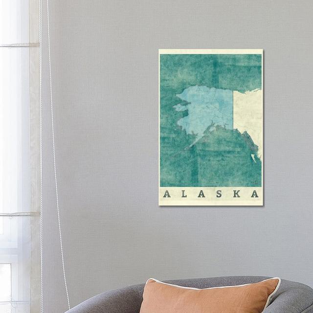 Alaska Map by Hubert Roguski - Wrapped Canvas Print Borough Wharf Size: 66cm H x 45.7cm W x 1.9cm D on Productcaster.