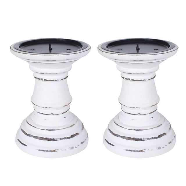 2 Piece Wood Pillar Set (Set of 2) Lily Manor Size: 13cm H x 10cm W x 10cm D on Productcaster.