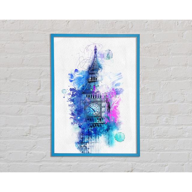 Watercolour Big Ben 2 Rosalind Wheeler Size: 29.7cm H x 21cm W x 2cm D, Format: Blue Framed Paper on Productcaster.