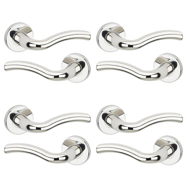 Door Handle (Set of 4) Urfic Finish: Polished Nickel Rose on Productcaster.