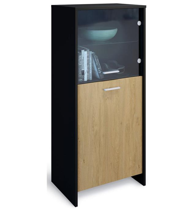 Geschirrschrank Dunnavent Ebern Designs Farbe: Eiche/Schwarz on Productcaster.