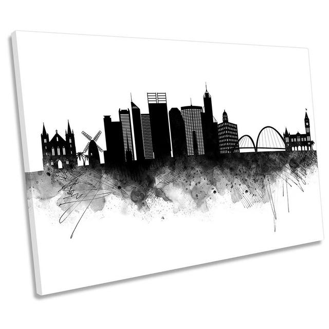 Perth Abstract City Skyline - Wrapped Canvas Print Ebern Designs Size: 61cm H x 91.4cm W x 4cm D on Productcaster.