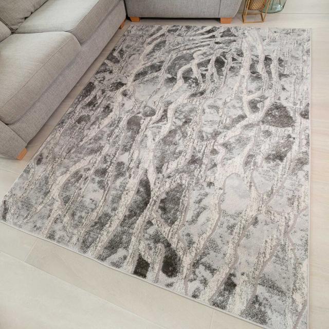 Alies Power Loom Abstract Grey Rug Metro Lane Rug Size: Rectangle 120 x 170cm on Productcaster.