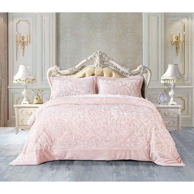 Whitt Tedy Flece Bedspread Mercer41 Colour: Pink, Size: 225 x 250cm Bedspread + 2 Pillow Shams on Productcaster.