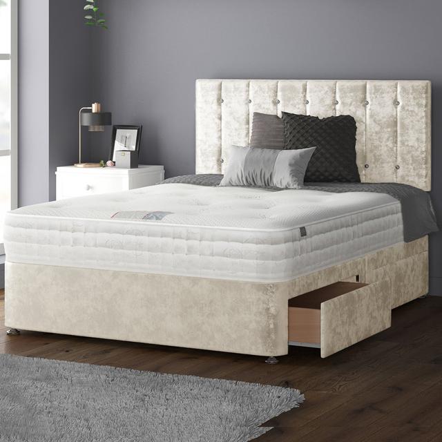 Fain Divan Bed Base Rosdorf Park Storage Type: 2 Foot-end Drawers, Colour: Cream, Size: Super King (6') on Productcaster.