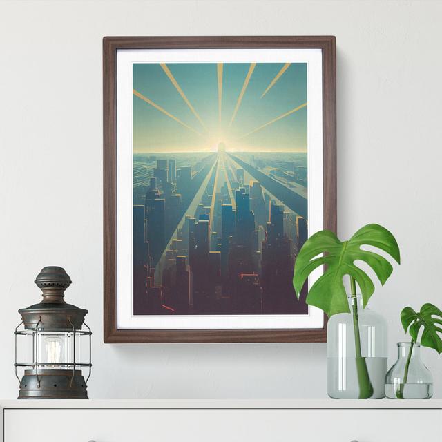 A Serene City Skyline No.4 - Picture Frame Graphic Art 17 Stories Size: 46cm H x 34cm W x 2cm D, Frame Colour: Walnut on Productcaster.