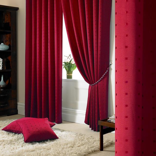 Norush Madison Pencil Pleat Curtains (Set of 2) 17 Stories Panel Size: 168cm Width x 137cm Drop, Colour: Red on Productcaster.