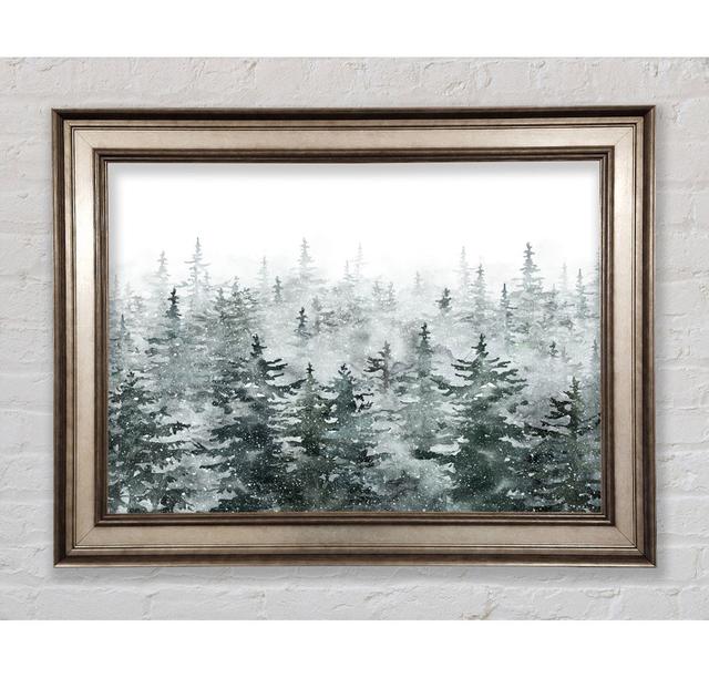 Snowy Top Trees Winter Framed Print Bright Star Size: 21cm H x 42cm W on Productcaster.