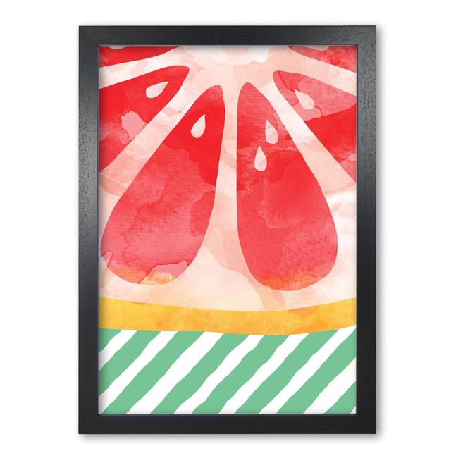 'Grapefruit Abstract' Graphic Art in Red East Urban Home Size: 42 cm H x 30 cm W x 5 cm D, Format: Black Grain Frame on Productcaster.