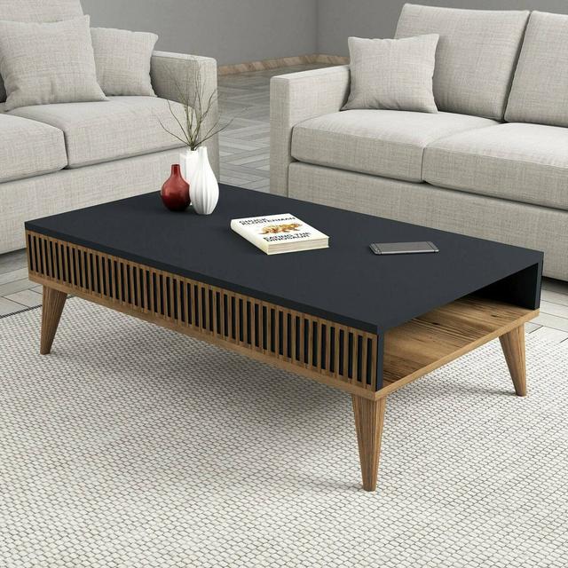 Coffee table Dgiovinc, Low coffee table, Magazine rack for sofa, 105x60h35 cm George Oliver Table Top Colour: Anthracite on Productcaster.