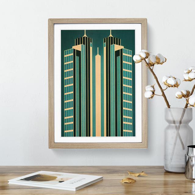 City Architecture Deco No.6 Skyscraper - Picture Frame Graphic Art 17 Stories Size: 34cm H x 25cm W x 2cm D, Frame Colour: Oak on Productcaster.