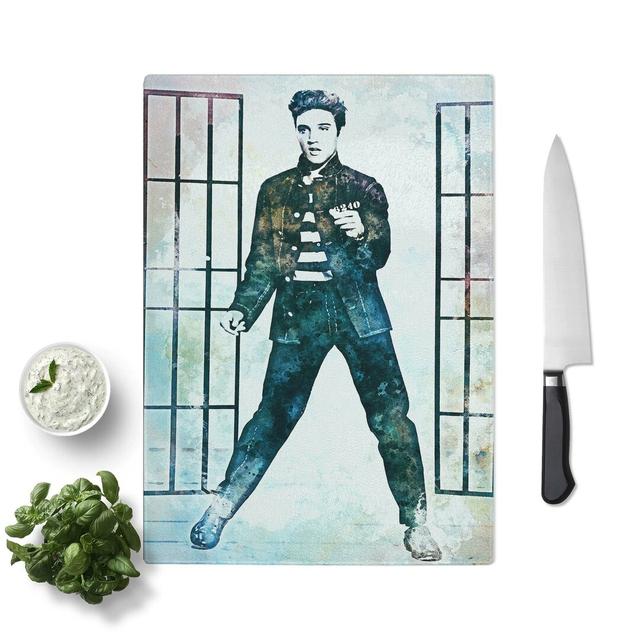 Glass Elvis Presley in Jailhouse Rock in Abstract Chopping Board East Urban Home Size: 28.5 cm W x 20 cm L on Productcaster.