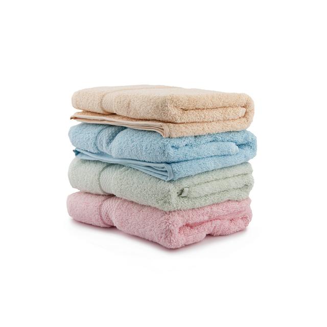 4-tlg. Handtuch-Set Hanah Home Packungsmenge: 4, Farbe: Blau/Beige/Rosa on Productcaster.