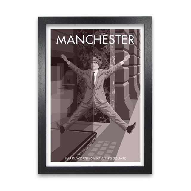 'Manchester Harry Worth' Graphict Art East Urban Home Frame Options: Black, Size: 84.1 cm H x 59.4 cm W x 5 cm D on Productcaster.