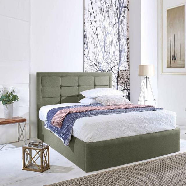 Adoline Upholstered Bed Frame Ebern Designs Colour: Light Grey, Size: Kingsize (5') on Productcaster.