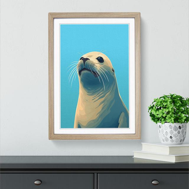 Seal Minimalism No.2 - Single Picture Frame Print on Wood Big Box Art Size: 46cm H x 34cm W x 2cm D, Frame Colour: Oak on Productcaster.