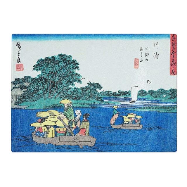 Tempered Glass Riding in the Boats by Utagawa Hiroshige Chopping Board East Urban Home Size: 39 cm x 28.5 cm on Productcaster.