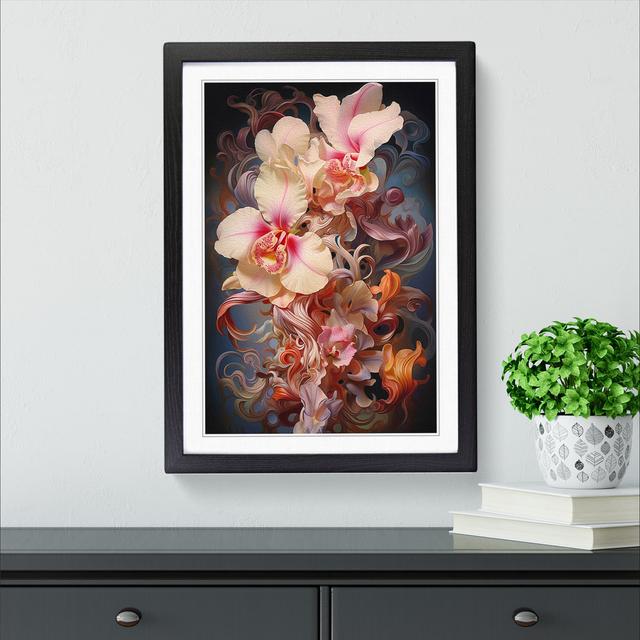 Orchid Flower Rococo - Print Marlow Home Co. Format: Black, Size: 34" H x 25" W x 2" D on Productcaster.