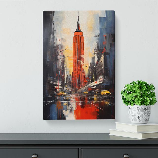 Empire State Building Action Painting No.2 - Art Prints Marlow Home Co. Size: 60cm H x 40cm W x 3cm D on Productcaster.