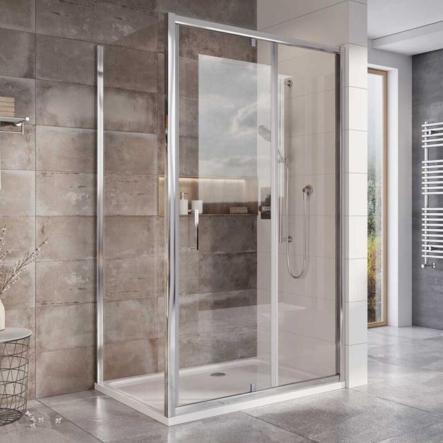 Chipps 1950mm H Semi-Frameless Fixed Glass Panel with Glass Belfry Bathroom Size: 700mm W on Productcaster.