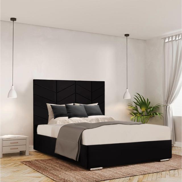 Clementas Upholstered Standard Bed Ivy Bronx Colour: Black, Size: UK King (150 x 200 cm) on Productcaster.