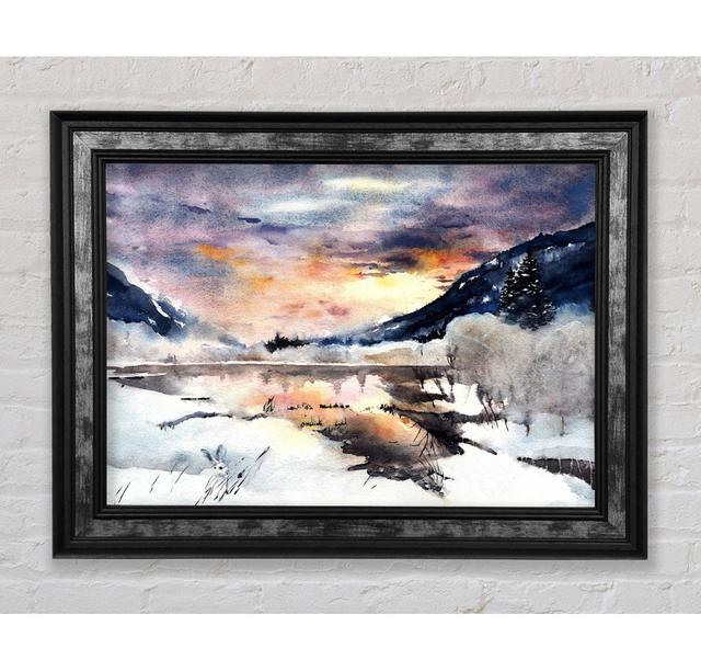 Winter At The Sunset Lake - Single Picture Frame Art Prints Union Rustic Size: 100cm H x 141.4cm W on Productcaster.