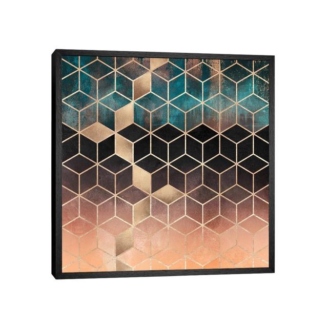 'Ombre Dream Cubes' - Floater Frame Graphic Art Print on Canvas Canora Grey Size: 45.72cm H x 45.72cm W x 3.81cm D, Frame Option: Black Framed on Productcaster.