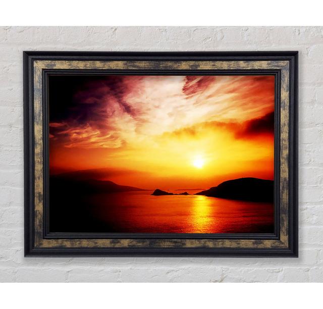 Blazing Sun Cloud Ocean Framed Print Bright Star Size: 21cm H x 42cm W on Productcaster.