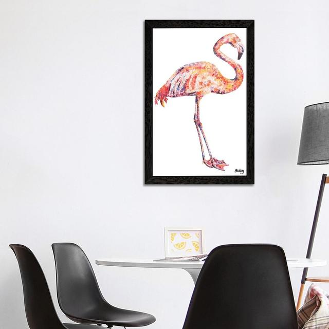 Flamingo by Becksy - Floater Frame Painting on Canvas 17 Stories Size: 101.6cm H x 66.04cm W x 3.81cm D, Frame Option: Black Framed on Productcaster.