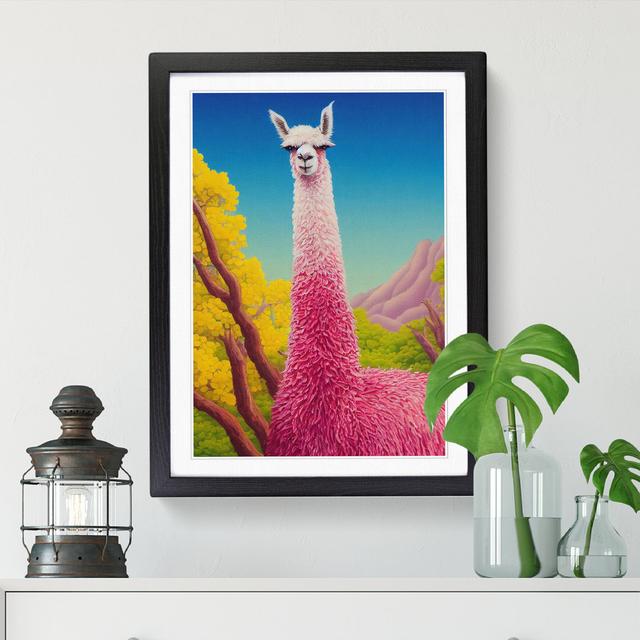 Llama Painting Kitsch - Single Picture Frame Print Isabelle & Max Size: 46cm H x 34cm W x 2cm D, Frame Option: Black on Productcaster.