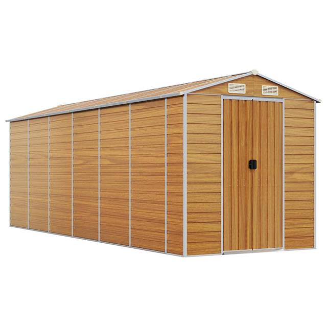 Breydon 6 ft. W x 18 ft. D Galvanised Steel Steep Slope Garden Shed Dakota Fields Siding Colour: Light Brown on Productcaster.